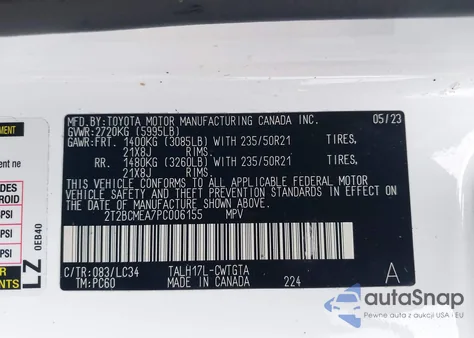 2023 Lexus Rx 500H F Sport Performance z USA, uszkodzony, nr VIN 2T2BCMEA7PC006155